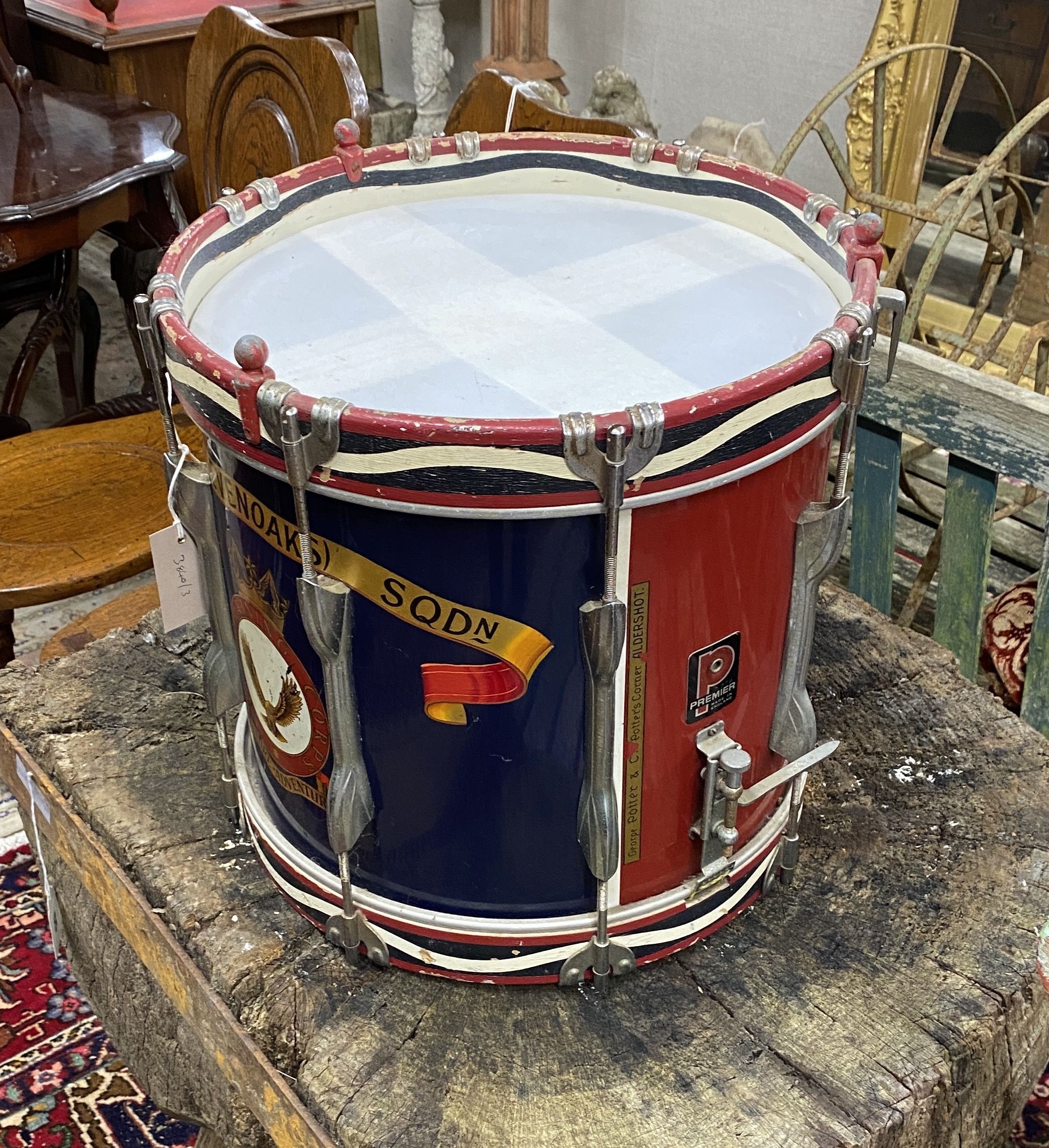 A 2158 Sevenoaks squadron marching drum, diameter 38cm, height 37cm